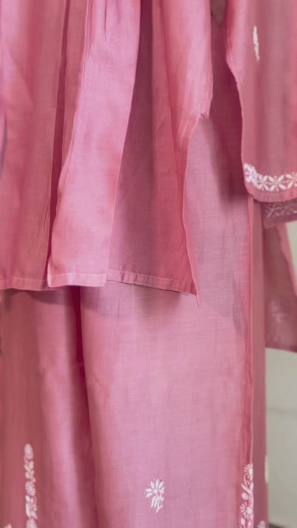 Gulzar- Mul Chanderi Chikankari Co-ord set