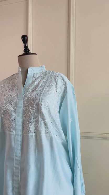 Noor- Mul Chanderi Chikankari Co-ord set