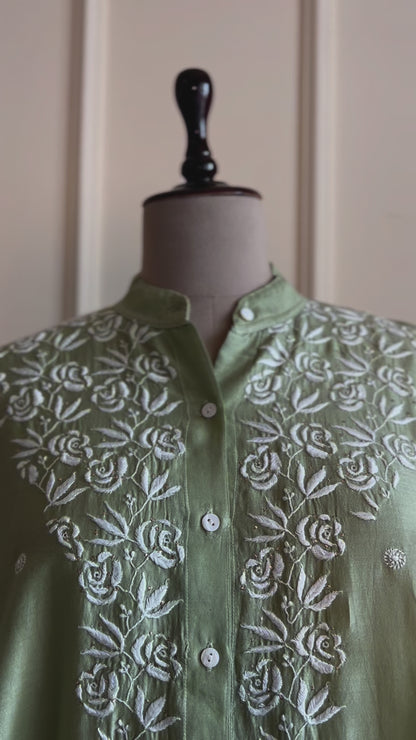 Bageecha- Mul Chanderi Chikankari Co-ord set