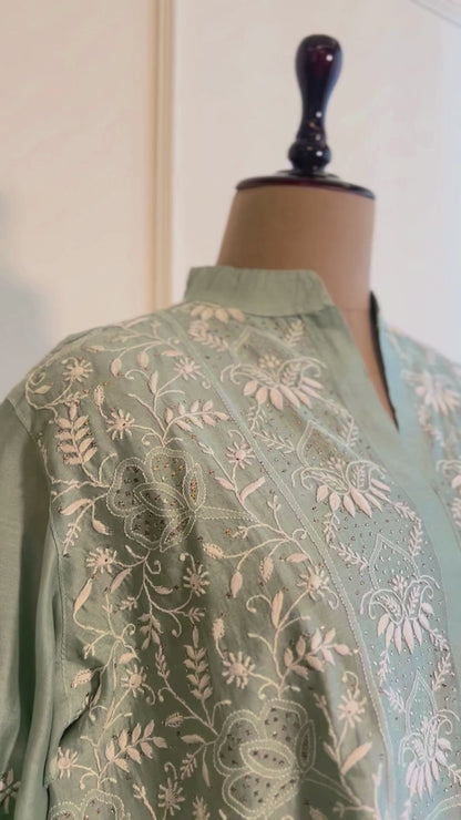 Vanya- Mul Chanderi Chikankari Co-ord set