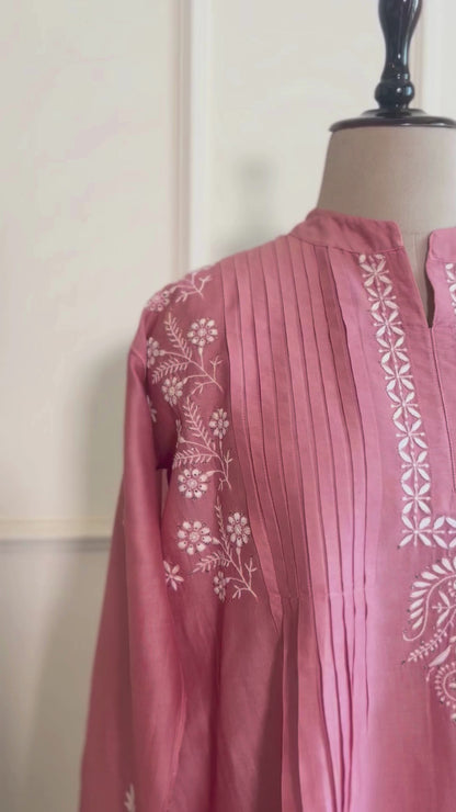 Gulzar- Mul Chanderi Chikankari Co-ord set